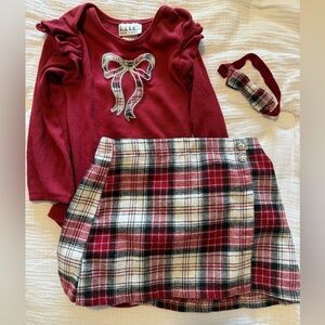 Nicole Miller Burgundy and Plaid Kids Matching Set